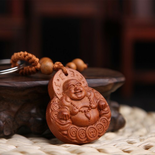 Peach wood carving buckle - peach,
