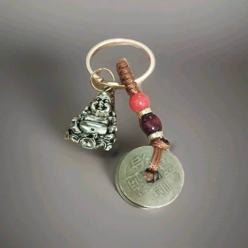 Gold lucky buddha keyring - gold,