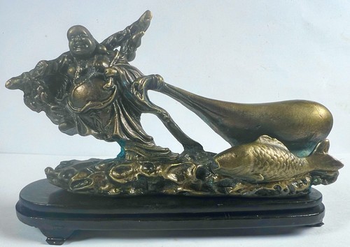 Small bronze lucky buddha - bronze,
