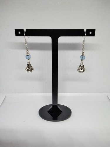 Silver lucky buddha earrings - lucky,